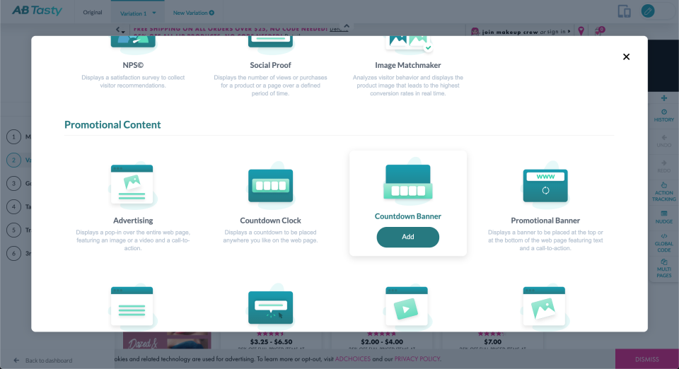 screenshot of AB Tasty